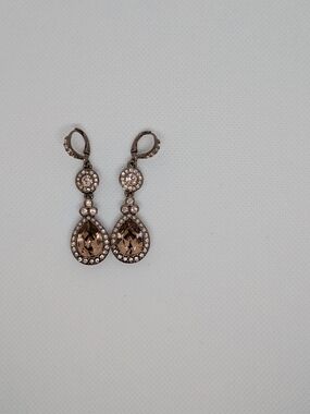 Givenchy Brown & Pink Crystal Drop Earrings